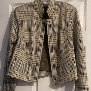 CAbi Plaid Snap-Front Jacket in Beige and Black